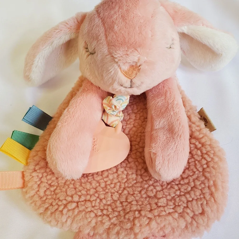 Itzy Ritzy Lovey Security Blanket Teether Baby Lovey Textured Pink Bunny Rabbit